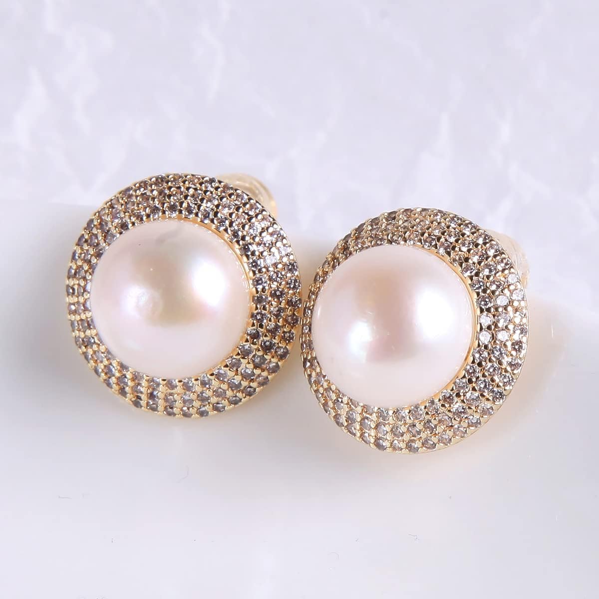 S925 Silver Needle Pearl Button Stud Earrings - Cultured Freshwater Pearl & Cubic Zirconia - Birthday Gifts for Women - Image 5