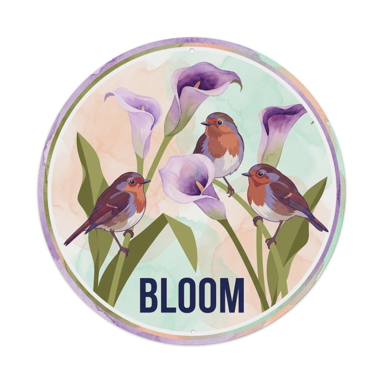 Calla Lily Bouquet Bloom Watercolor Bird Slogan Metal Tin Sign