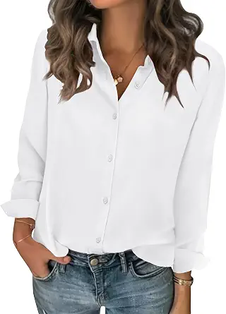 Zeagoo Women Blouses Chiffon Long Sleeve Button Down Shirts