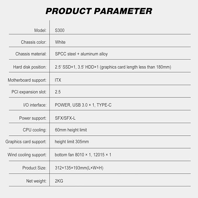 Gabinete Mini Tower KXRORS S300 para Mini-ITX miniatura 6