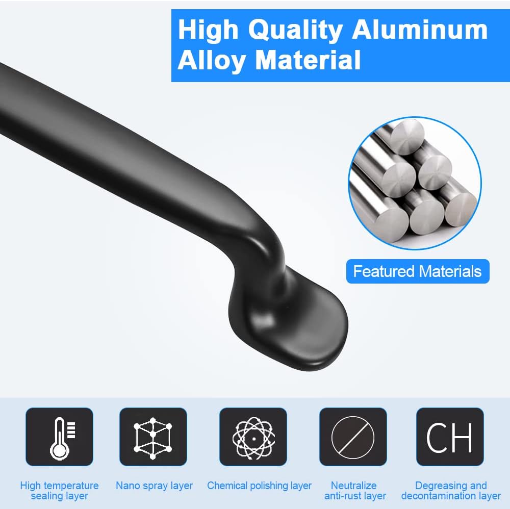 BUZIFU 16 Pcs Cabinet Handles Kitchen Cupboard Handles Black Aluminum Alloy Cabinet Pulls Bow Pull Handle 128mm Hole Spacing with Screws and Screwdriver for Kitchen Cupboard Furniture Door - Image 5