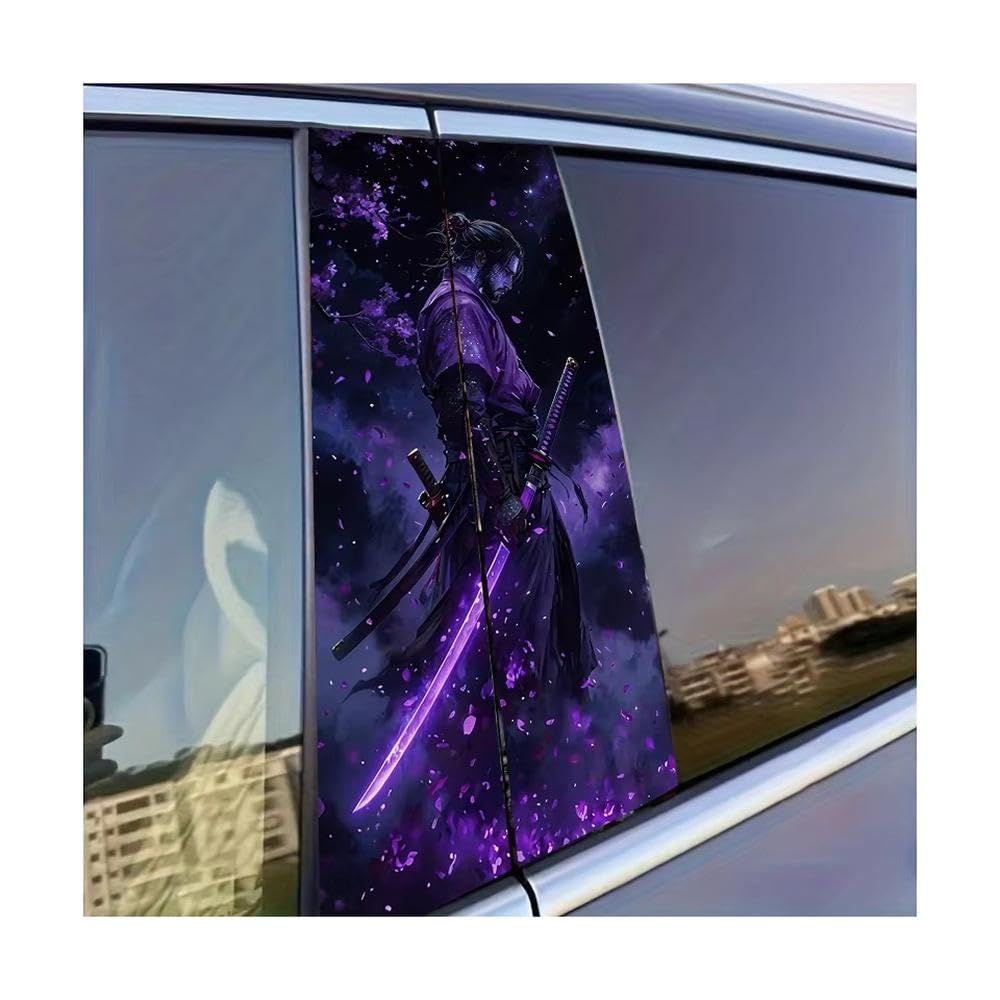 Dabhuoc One Color Car Parts 2 Pcs Car B-Pillar Sticker Violet Blade Samurai Glossy Protective Polyethylene Film
