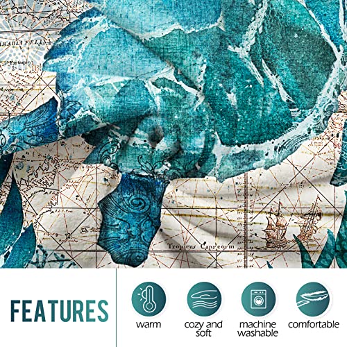 Levens Sea Turtle Throw Blanket Gifts For Women Girls, Vintage Ocean Animal Theme Decor For Couch Bed Sofa Travelling Camping, Birthday Christmas Soft Cozy Lightweight Blankets For Kids Adults 50"X60" #TOP3