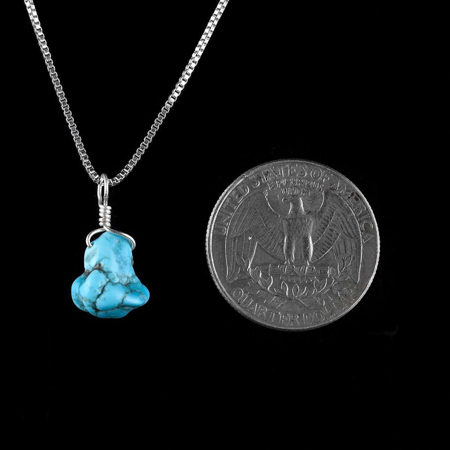 YANARA Raw Turquoise Stone Pendant Necklace Rough Natural Crystals Gemstone Dainty Jewelry For Women Chakra Energy Crystals December Birthstone Silver Plated Chain 18 inch - Image 5