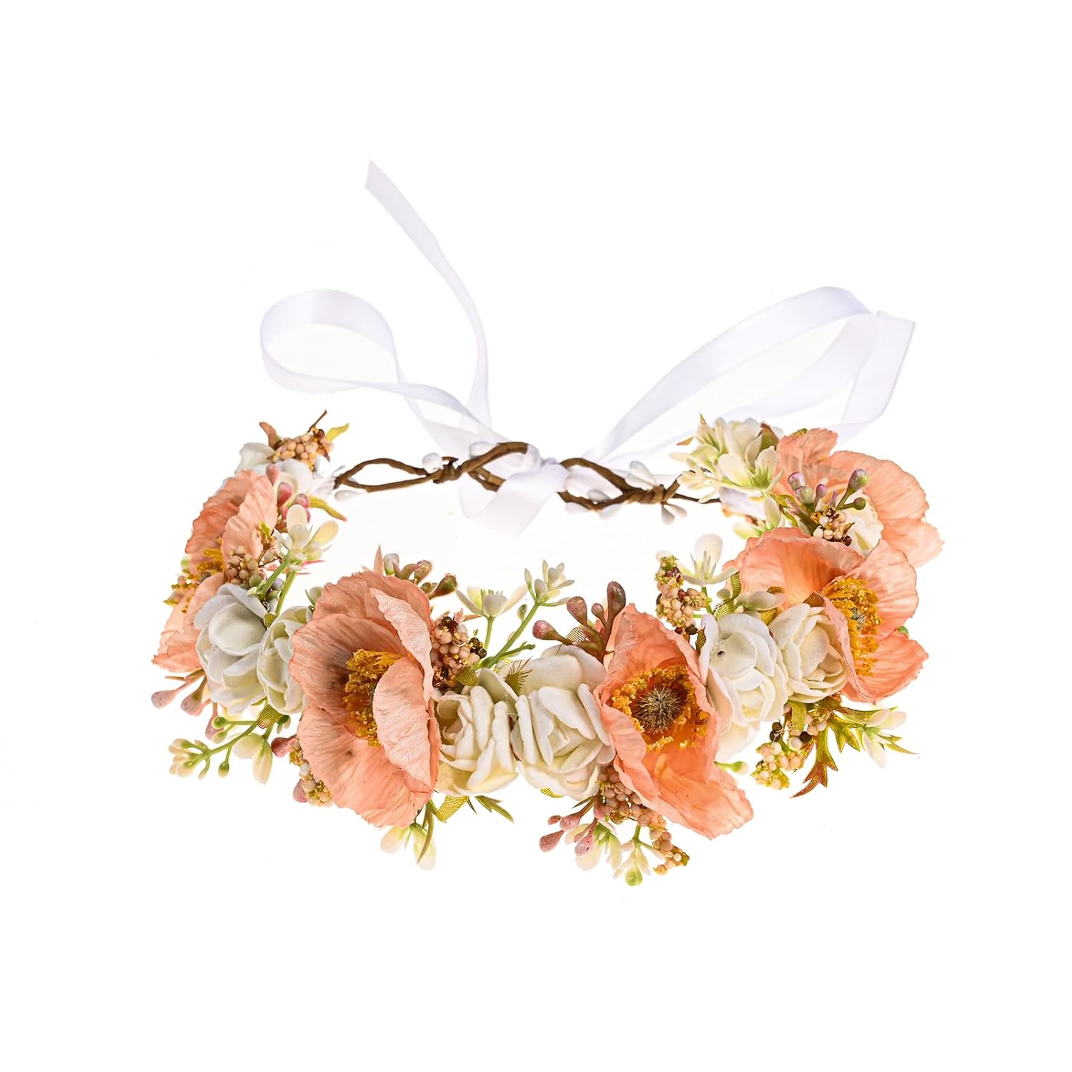 Corona Floreale Vividsun Con Fiori Di Camelia Rosa, Fascia Regolabile Per Capelli, Copricapo Da Sposa E Accessorio Per Festa