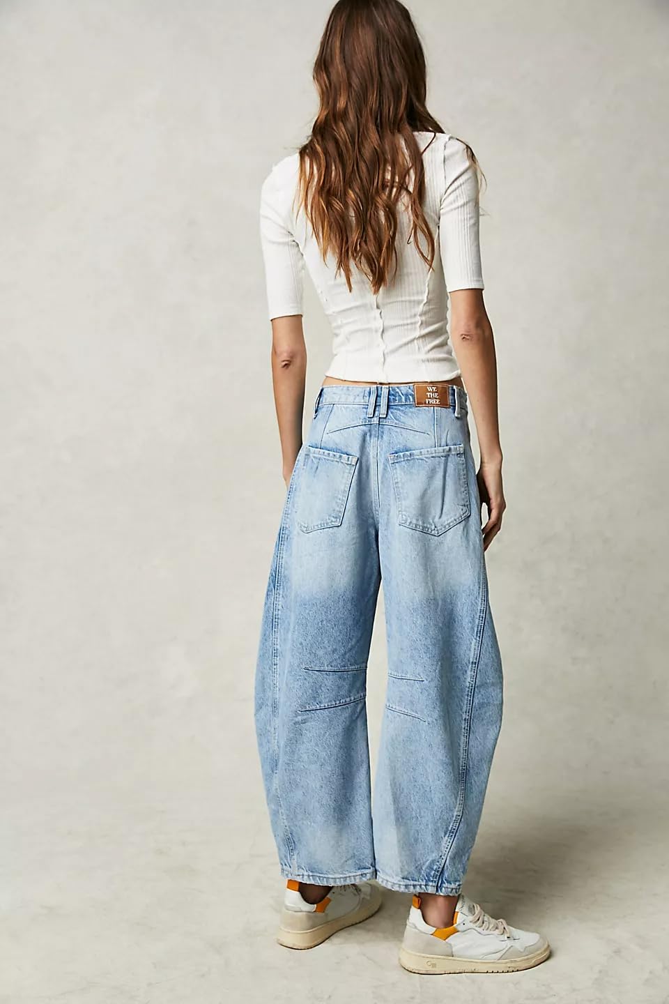 Barrel Jeans Women,Women Mid Rise Barrel Jeans Wide Leg Baggy Trendy Jeans Boyfriend Vintage Denim Pants with Pocket