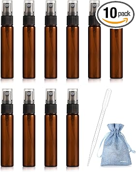 10ML Amber Brown Refillable Atomizer Spray Perfume Bottle 10PCS