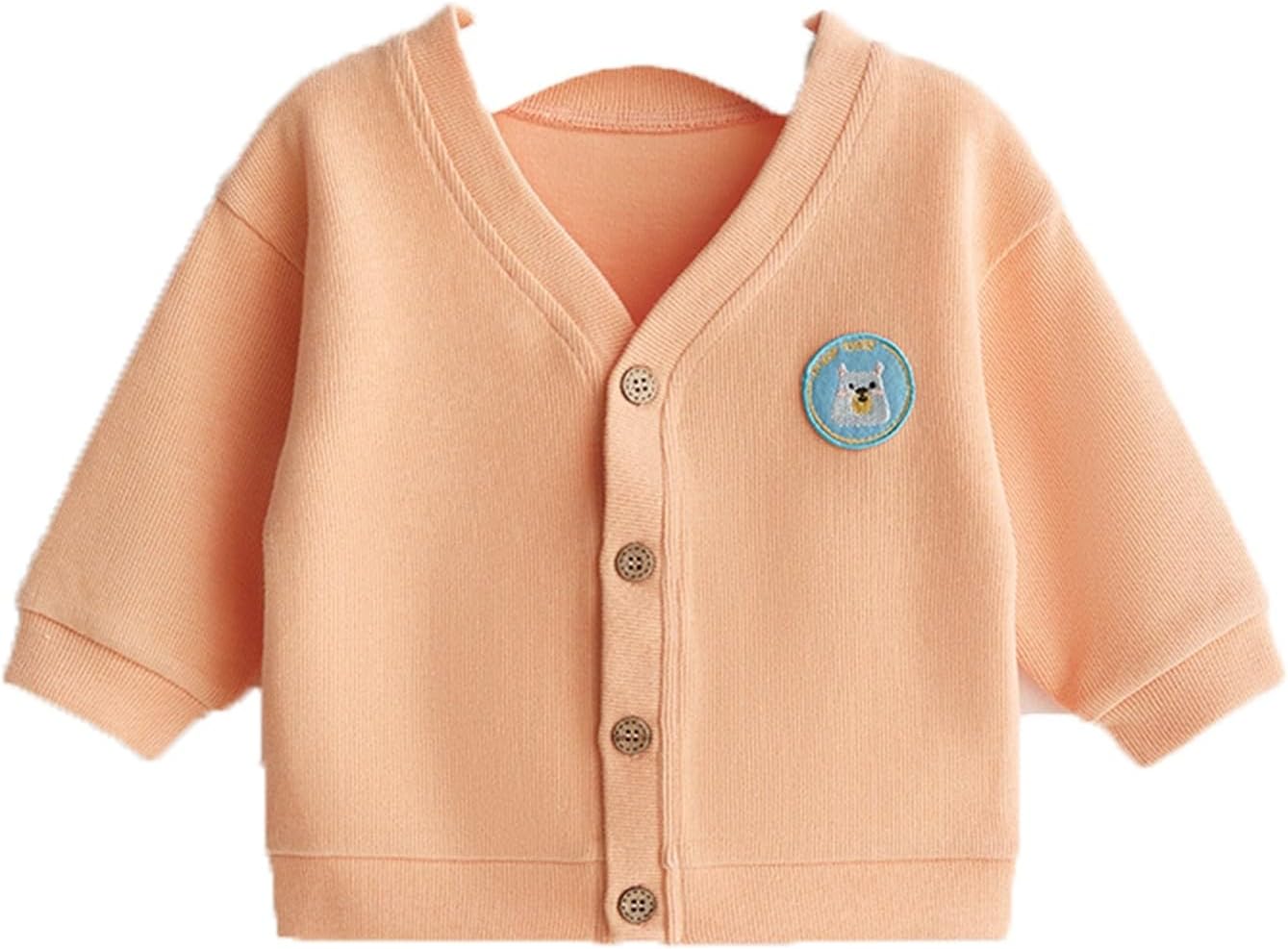 Baby Boys Embroidered Cardigan Sweater Girls V-Neck Cotton Outerwear Knit Casual Jacket Spring Fall Soft Long Sleeve Cover up