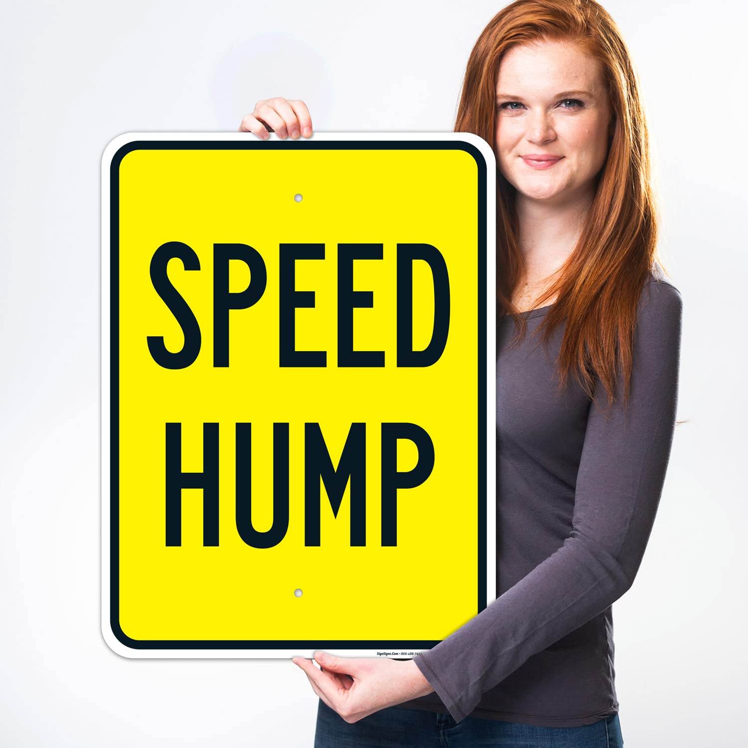 Speed Hump Sign, 18x24 Inches, Rust Free .063 Aluminum, Fade Resistant, Made in USA
