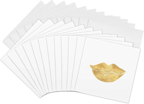 3dRose Greeting Cards - Gold Glitz Glam Lips - 12 Pack - PS Glam
