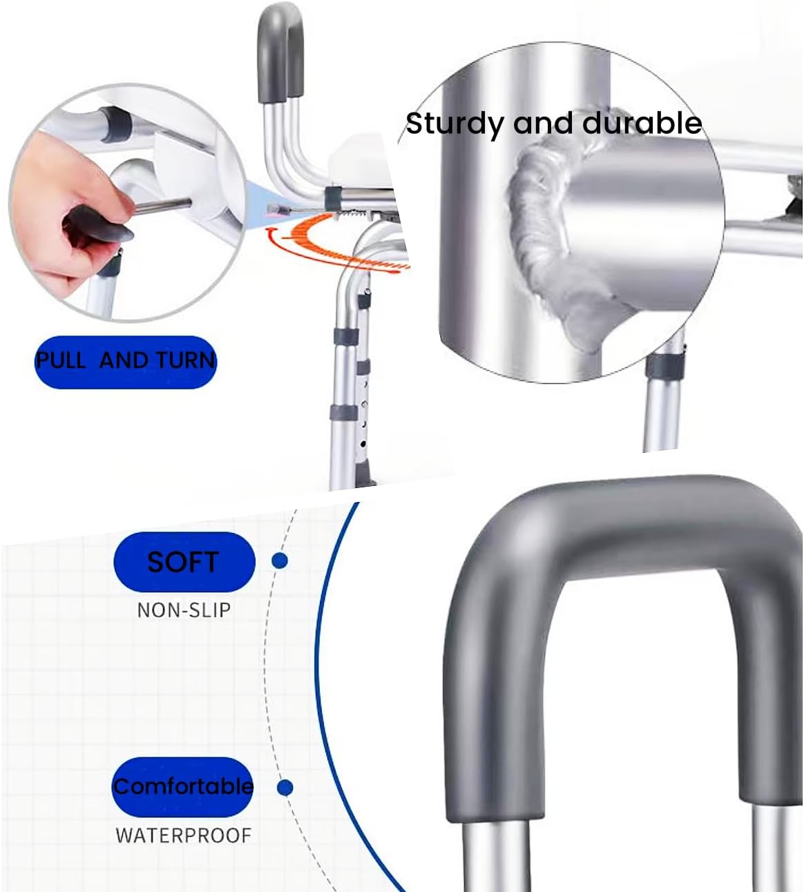 ‌360°Swivel Shower Chair for Elderly and Disabled,Portable Bath Seat with Arms and Back,Adjustable Height Shower Stool for Inside tub,‌5-Minute Tool-Free Assembly,350lbs Capacity (Whitegray, Small)