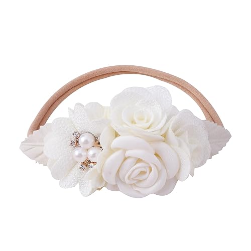 Miniatura 7 de Diadema floral para bebé niña BFNAAgirl de nailon con corona de flores elástica 3 piezas accesorios para el cabello regalo para niñas tamaño