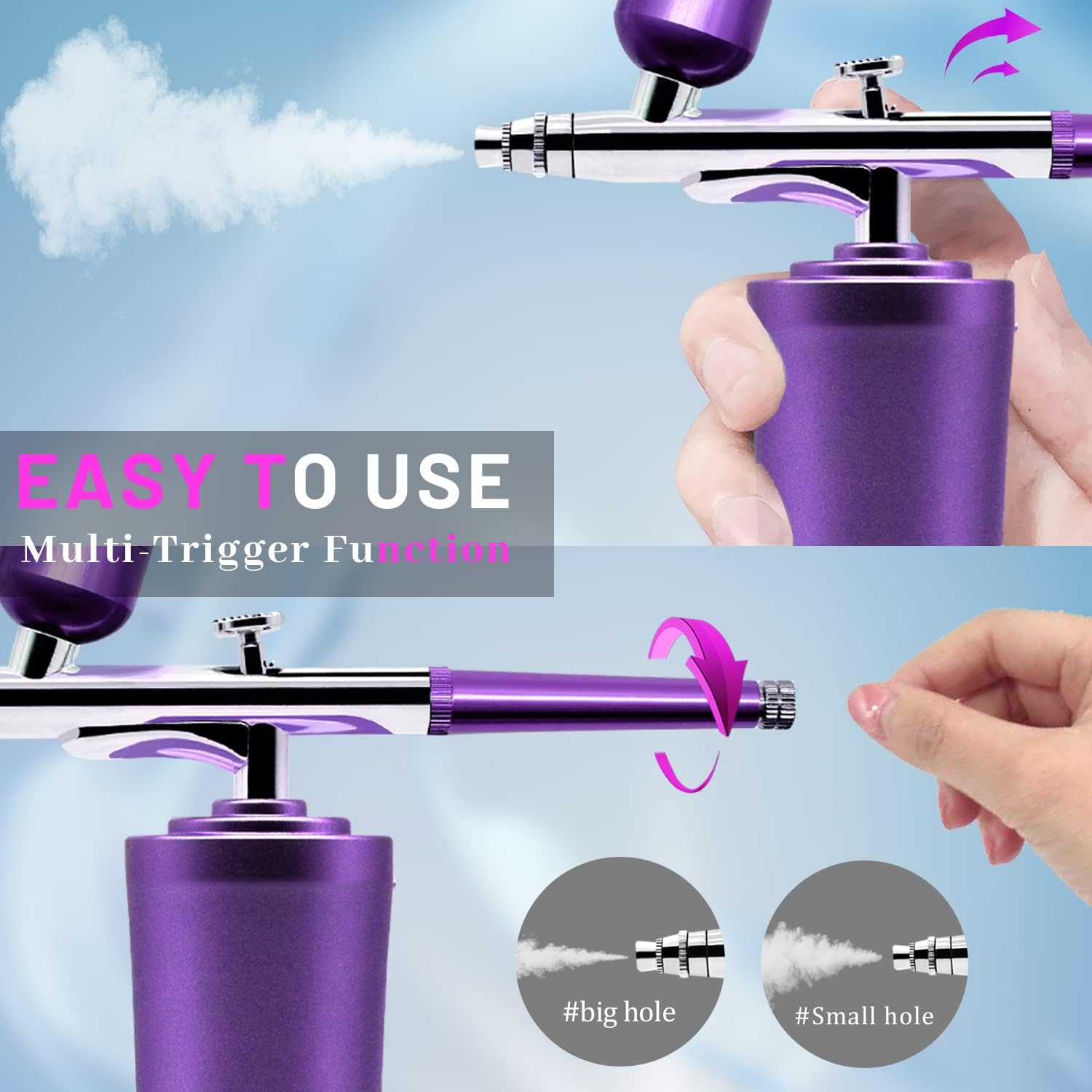 Airbrush Kit, Cordless Airbrush Gun Kit With Compressor, Rechargeable Handheld Airbrush Kit Paint Set, Portable Mini Airbrush Makeup Machine Kit, For Cake Decorating, Nail Art, Barber, Tattoo (purple) : Arts, Crafts & Sewing