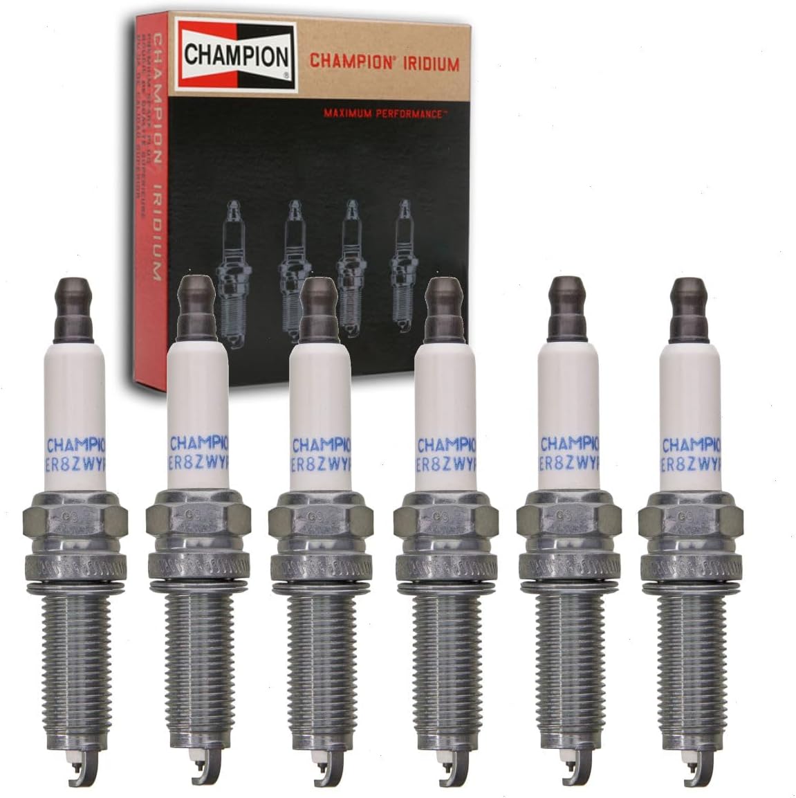 6 pc Champion Iridium Spark Plugs compatible with Chrysler Pacifica 3.6L V6 2017-2020