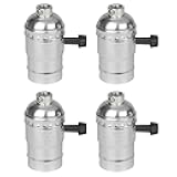 4 Pack 3-Way Lamp Socket Replacement E26 Screw Base Light Socket with Turn Knob Switch for Low- Medium - High Settings UL Listed Repair Kit for Lamp (Silver)
