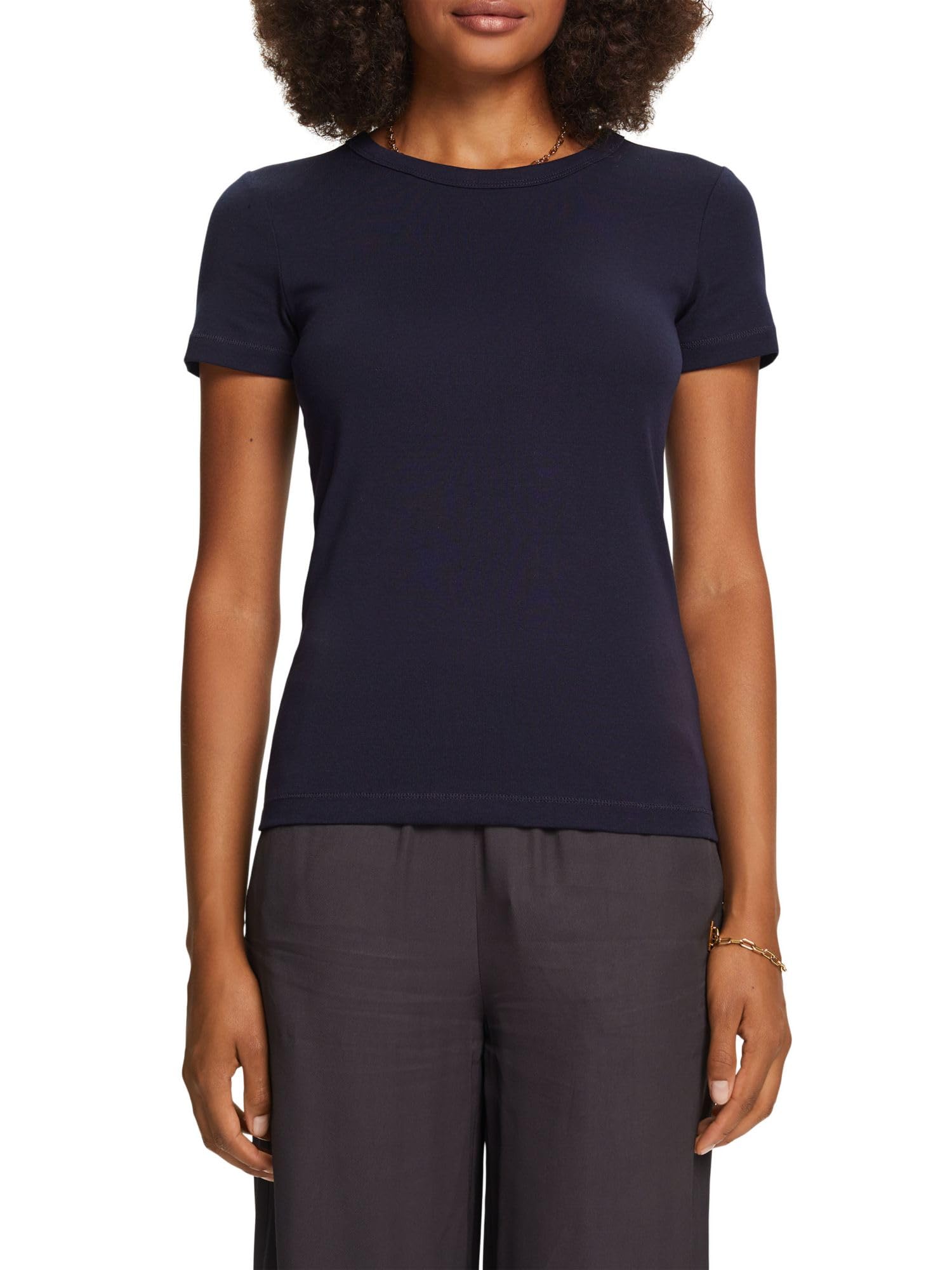 ESPRIT Crew Neck T-Shirt 100% Cotton, Navy, XXS