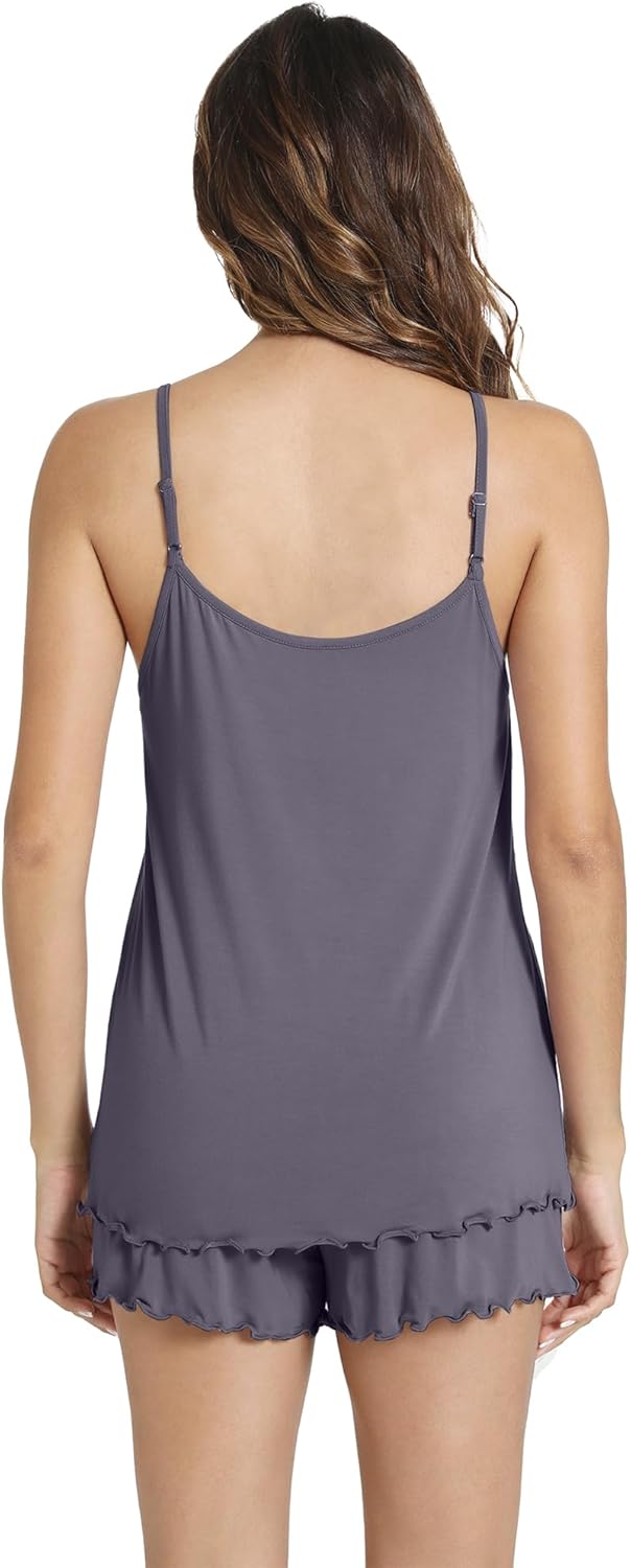 WiWi Pajama Sets for Women Super Soft Lingerie Shorts Set Viscose Bamboo 2 Piece Cooling Cami Sleepwear Pjs S-XXL - Image 4