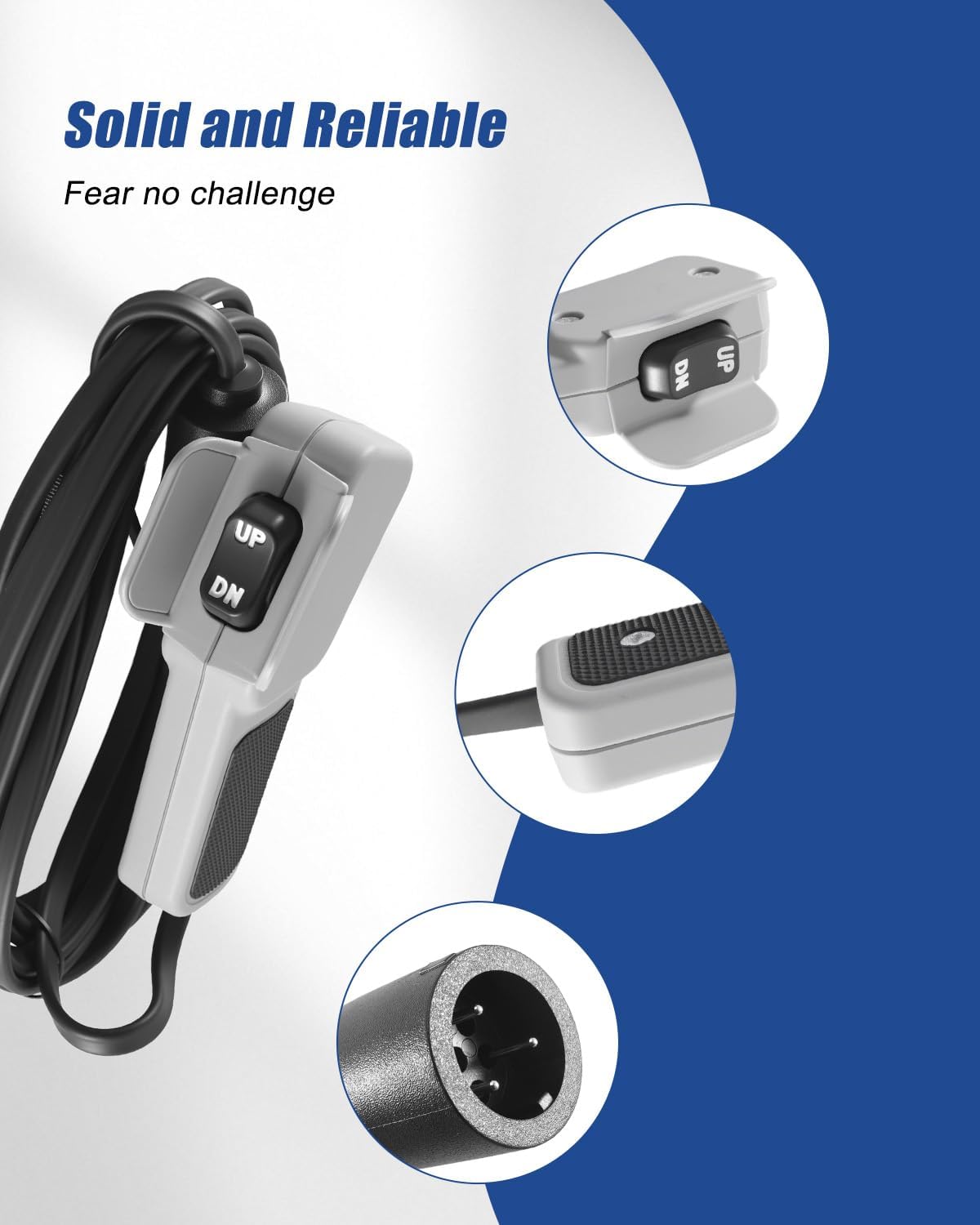 GMURA Winch Remote Hand Controller Fit for 2.5ci RT/XT Series ATV Winches, Plug-in Winch Hand Control Switch Replace 64849, with Rubber Grip Handle & 10Ft Power Cord Cable