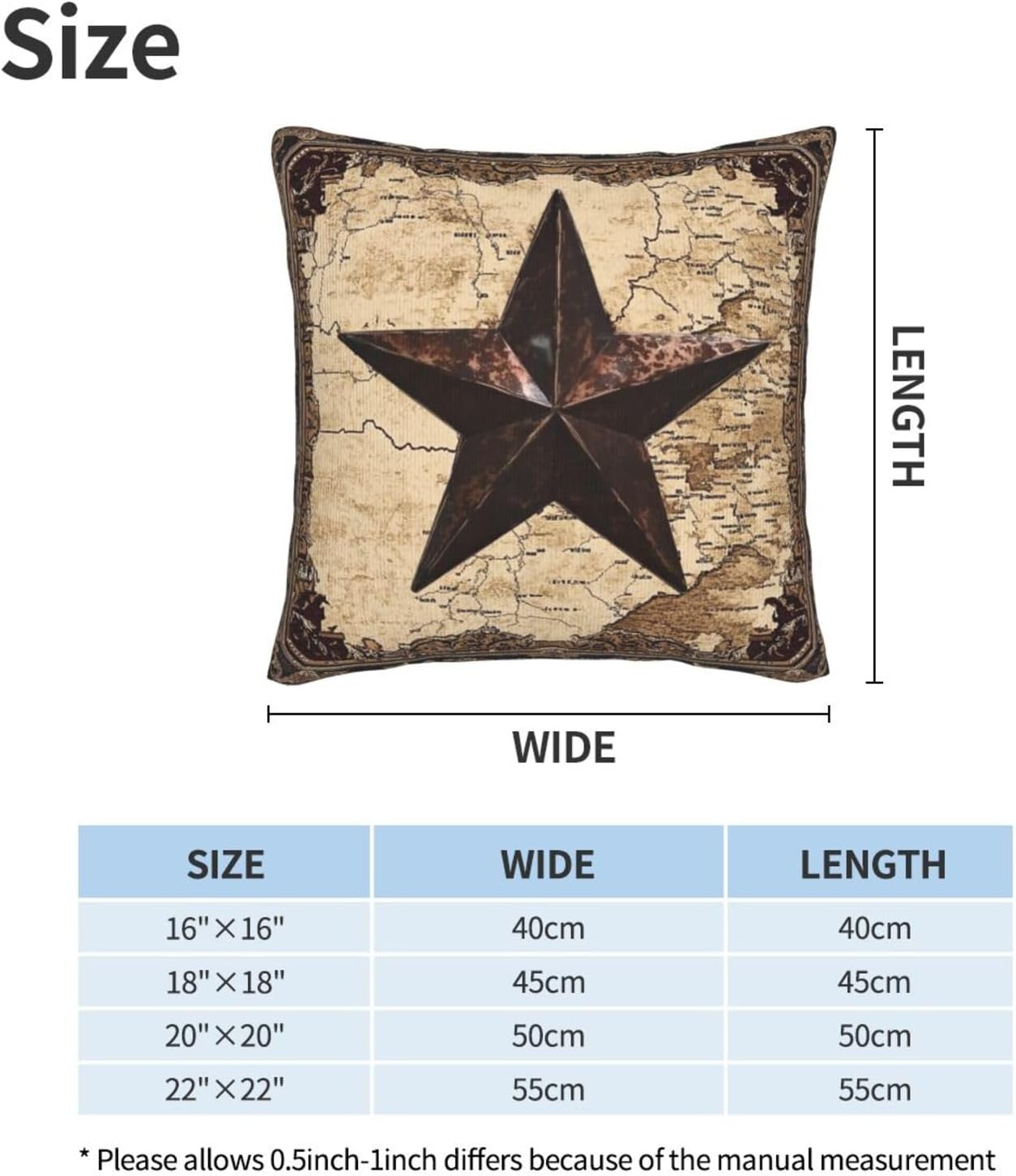 Western Texas Star Throw Pillow Covers Set of 2 Couch Pillow Case Decoration Cushion Covers for Sofa Home Living Room Bedroom Outdoor 18X18 Inch - Image 3