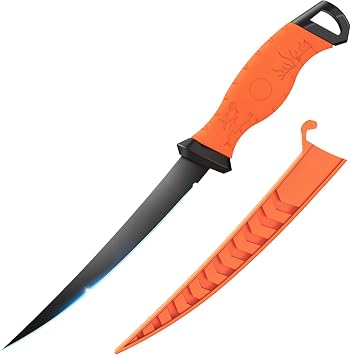 Fishing Fillet Knife 7 Inch, High Carbon Stainless-Steel Blade, Non-Slip Handles, Professional Fishing Knives for Outdoor and Home Use Orange