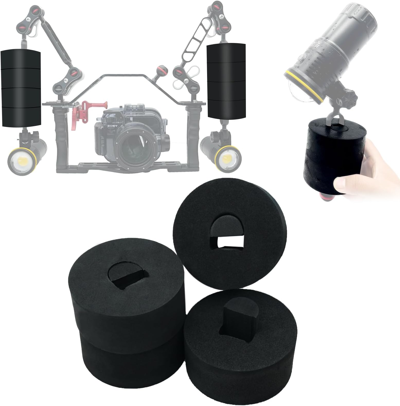 nitescuba FAXS Jumbo Float Kit Buoyancy Underwater Float for Ultralight/INON/Sea&Sea Arms/WEEFINE/MINIFOCUS Arms