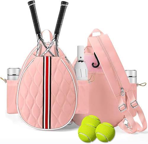 Bolsas de tenis con capacidad para 2 raquetas para mujeres y hombres, mochila de tenis cruzada y bolsa de hombro para raqueta, bolsillo aislado,