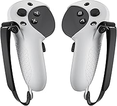 Controller Grips Cover for Oculus Quest Pro, Silicone Hand Touch Grips Unibody Design with Adjustable Knuckle Strap Compatible with Quest Pro Accessories (White)