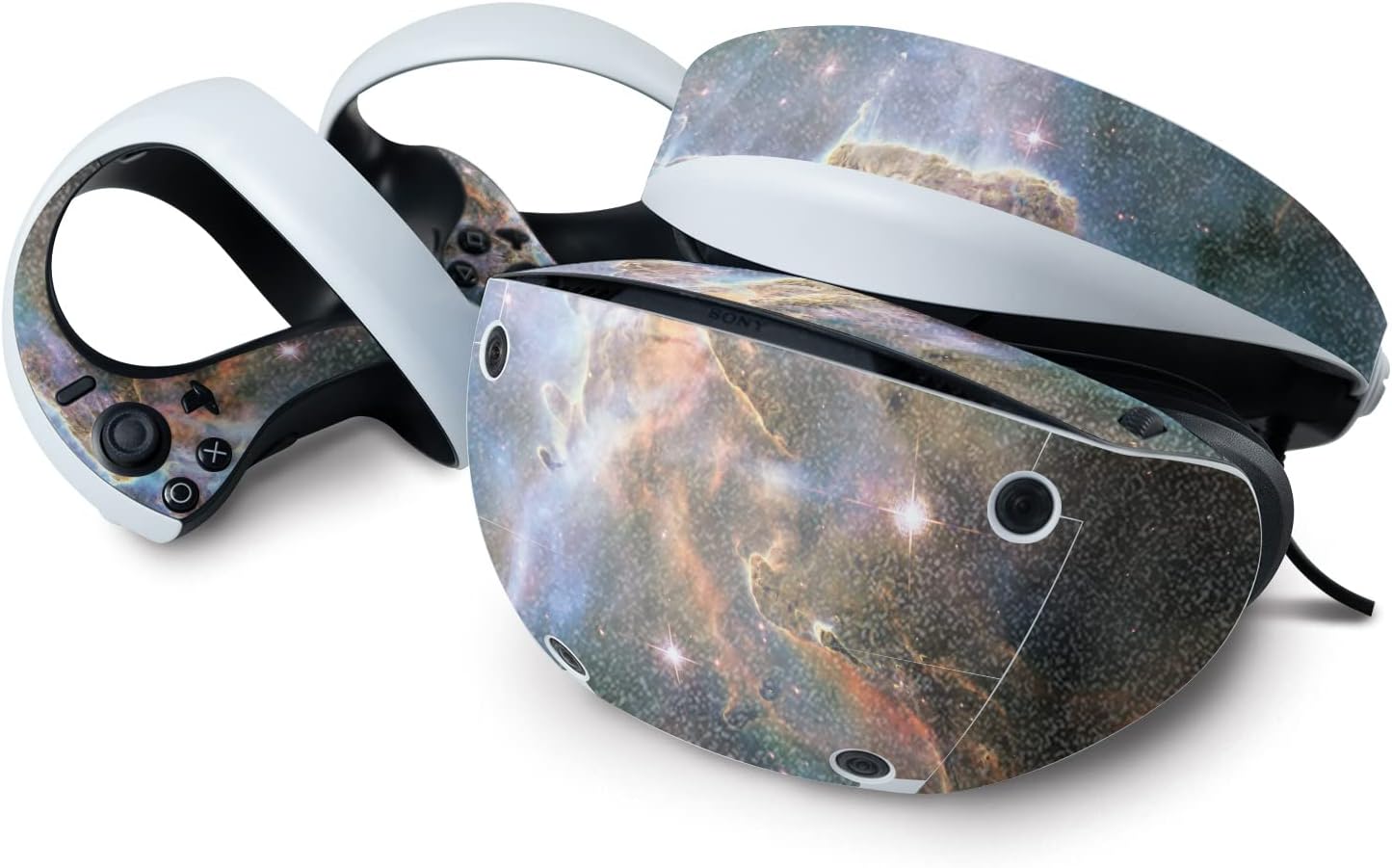 MightySkins Glossy Glitter Skin Compatible with Sony Playstation VR2 - Golden Nebula | Protective, Durable High-Gloss Glitter Finish | Easy to Apply & Change Styles | Made in The USA