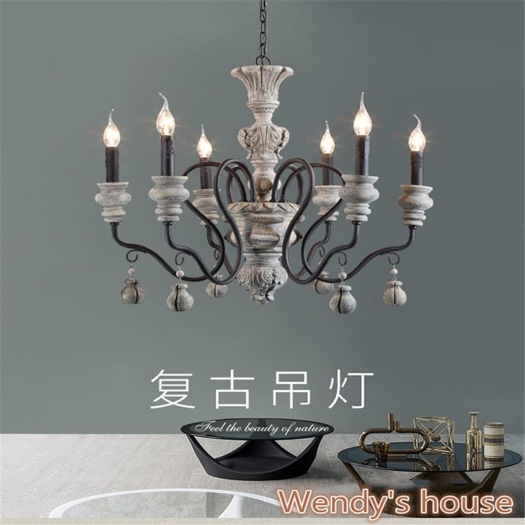 Creative Retro Dining Room Living Room Bedroom Simples Candle Chandelier Lamps Resin+Iron (Size : 8 Heads) (6 Heads)
