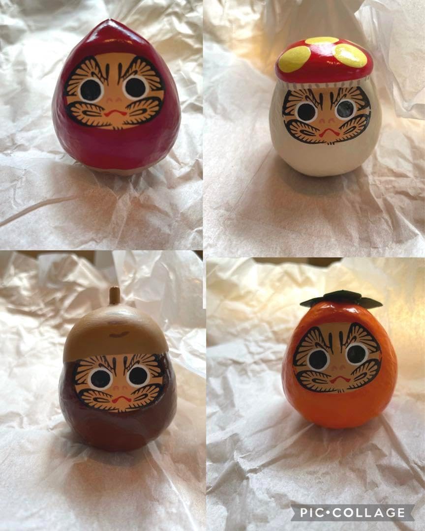 ヤチコダルマ　栗　柿　きのこ　どんぐり　秋の収穫祭 ヤチコダルマ 栗 柿 きのこ どんぐり 秋の収穫祭 【公式通販】 置物