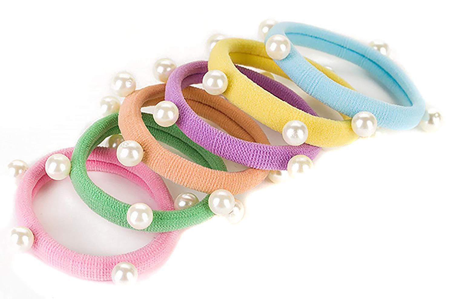 El Regalo Imitation Pearls Elastic Rubber Band Ties Ponytail Holder Scrunchy (Combo Set of 6) | Fancy Rubber Bands for Girls & Women | Fancy Rubber Bands for Hairs (Mixed Light Colors) (B07GDLDWH7) Amazon Price History, Amazon Price Tracker