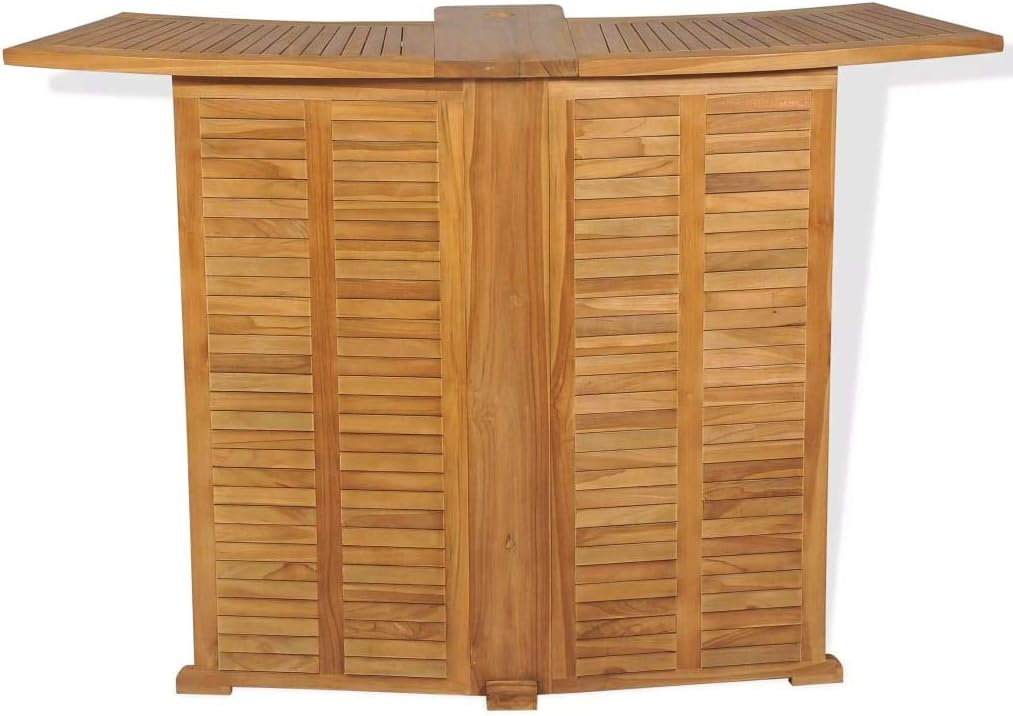 vidaXL Solid Teak Wood Folding Bar Table Weather Resistant Outdoor Patio Terrace Tea Bistro Furniture : Patio, Lawn & Garden