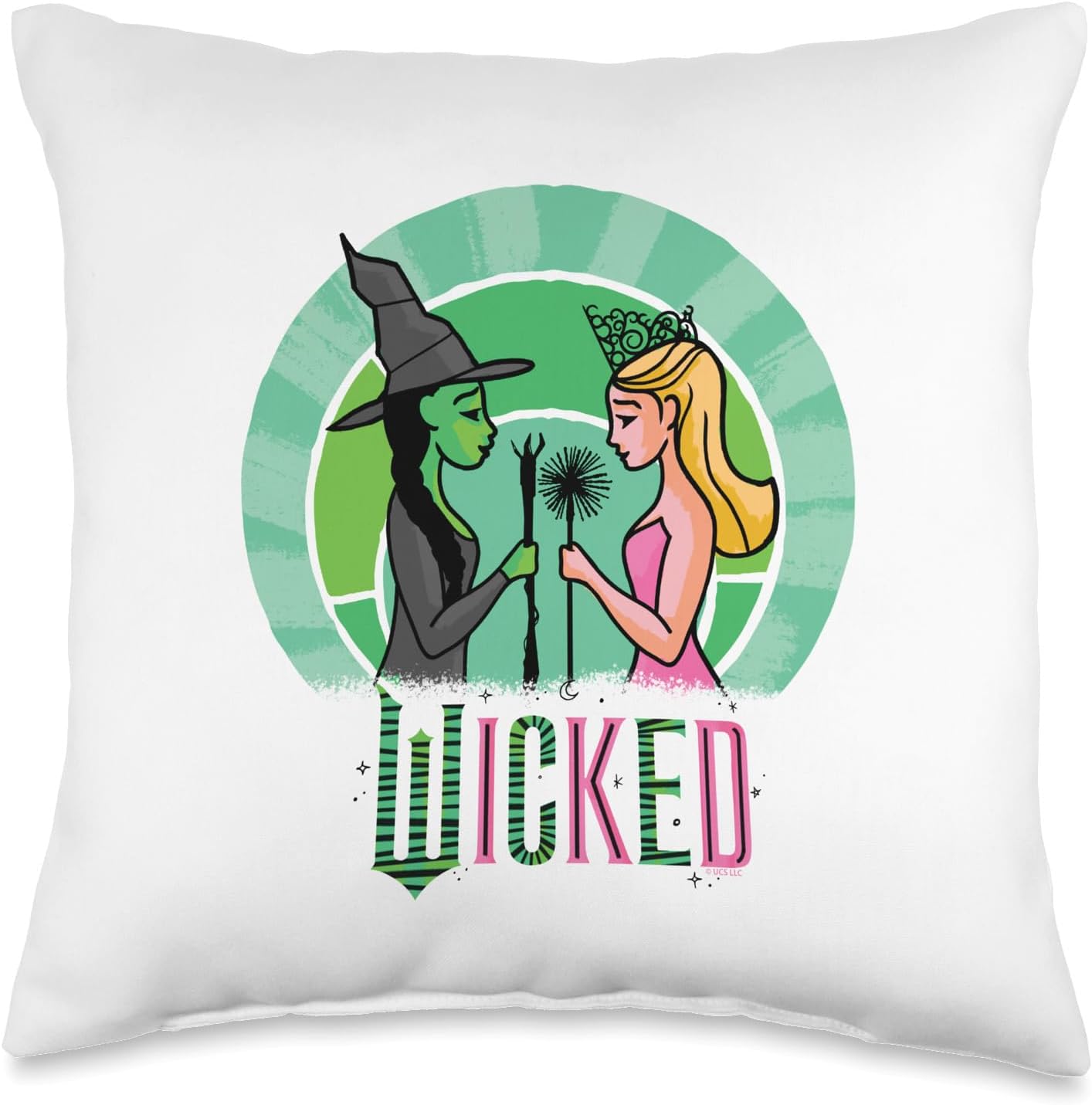 Wicked Glinda & Elphaba Sketched Throw Pillow