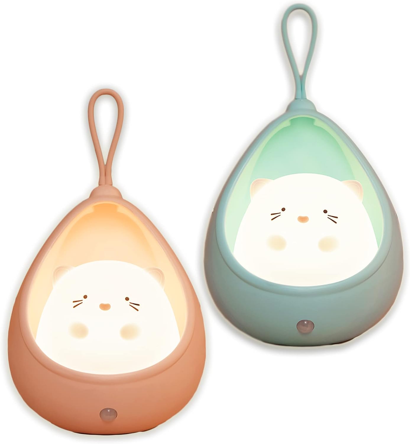 TriPro Cute Kitty Motion Sensor Night Light Wall Lamp (2 Packs),Rechargable,Bedroom Decoration for Kids Baby Toddler Teen Gift (Pink & Blue)