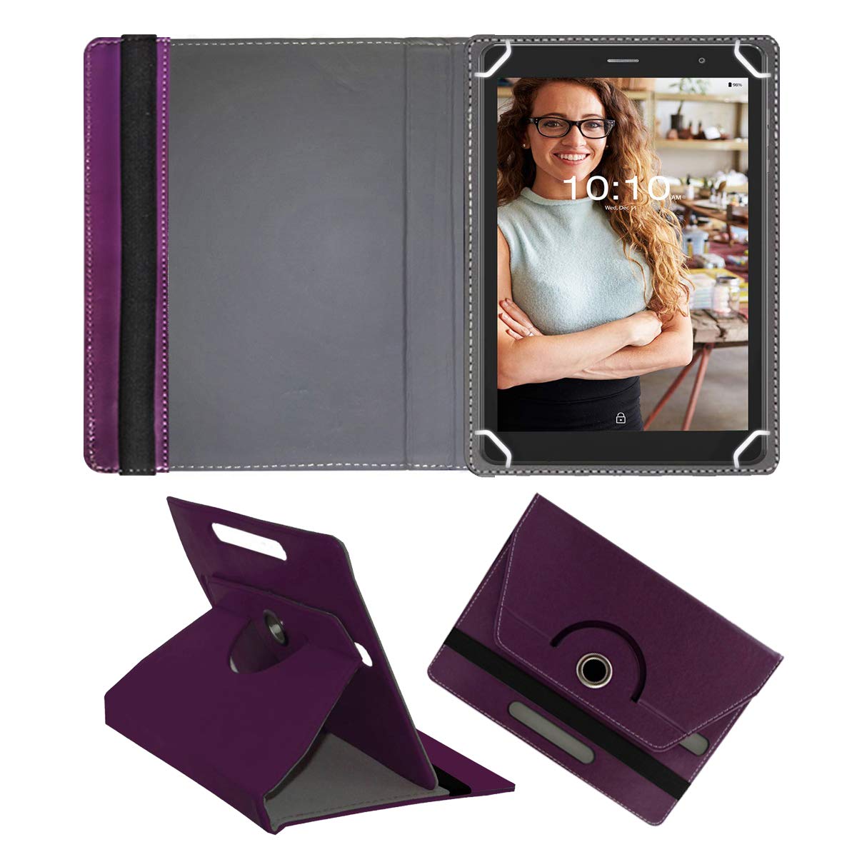 Fastway Rotating Leather Flip Case for iBall iTAB BizniZ Mini Tablet (8 inch,) Cover Stand Black (Purple) (B08K7F6MKC) Amazon Price History, Amazon Price Tracker