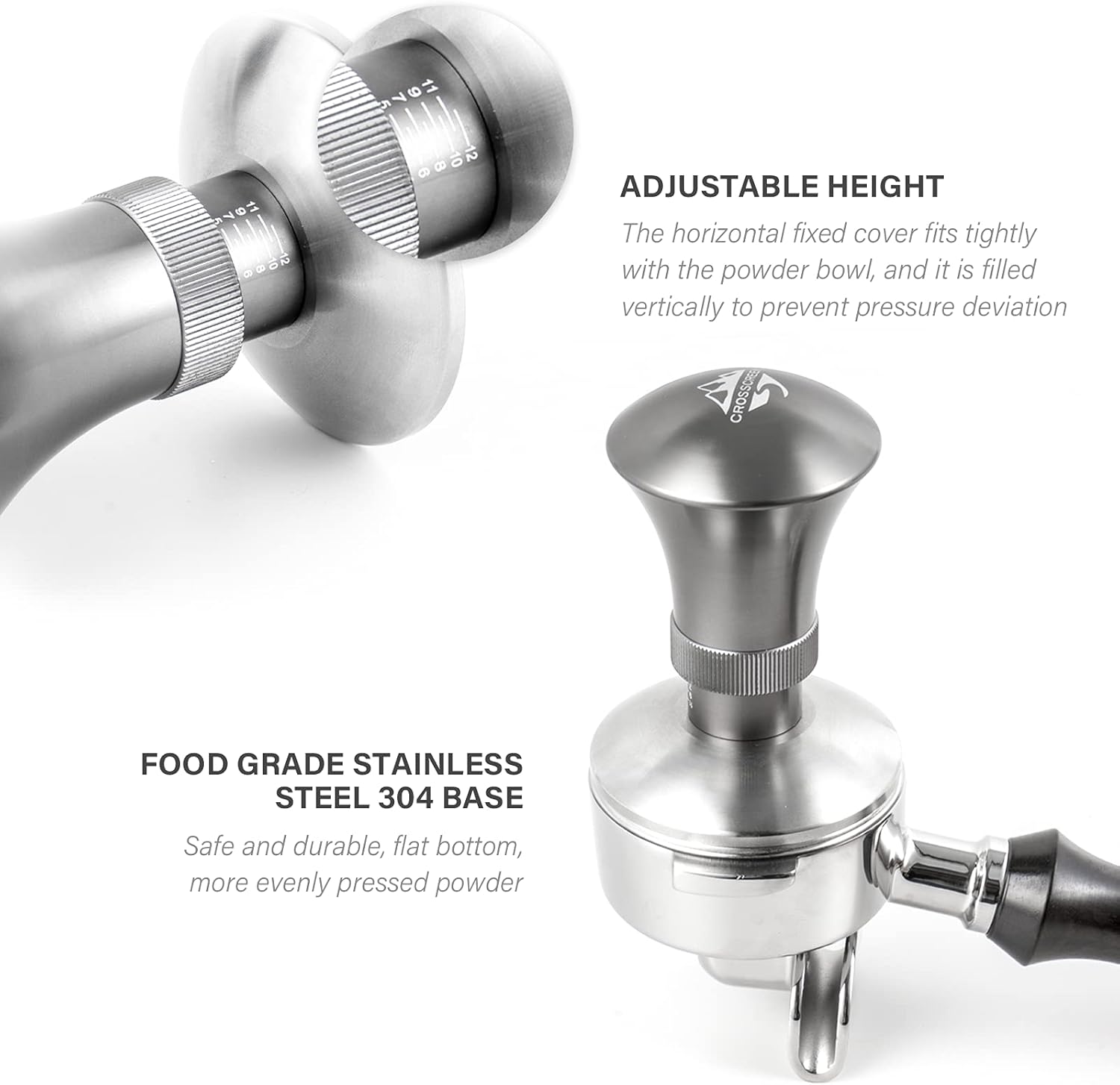 58mm Espresso Tamper | Adjustable Depth | Fits All 58mm Espresso Portafilter | Breville/Rancilio/La Marzocco/etc. | Built-In-Spring Espresso Hand Tamper Tools | Espresso Machine Accessories