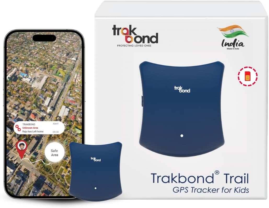 Trail - Ultra-Compact Wireless GPS Tracker for Kids, Special Needs Individuals, Pets, and Luggage | Preinstalled Sim Card | Android & iOS App - Blue