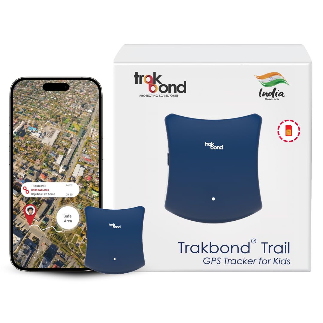Trail - Ultra-Compact Wireless GPS Tracker for Kids, Special Needs Individuals, Pets, and Luggage | Preinstalled Sim Card | Android & iOS App - Blue
