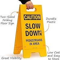 Vista 5 de SmartSign - SF-0292-FB-25x12 Precaución - Señal de piso plegable para peatones en la zona Plástico negro sobre amarillo de 25 x 12 pulgadas