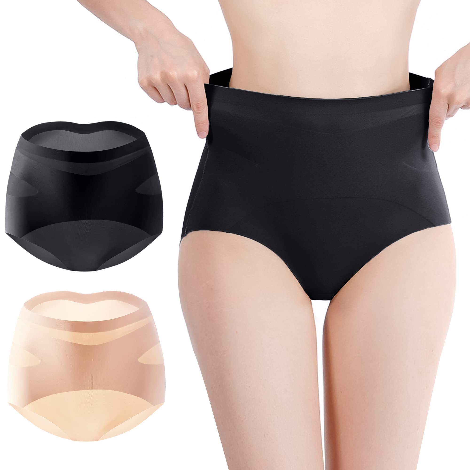 MaeauWomen's Cotton Underwear Ice Silk Seamless Panties Elastic Body Shaper Ladies Soft Full Briefs Panties Multipack