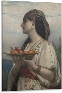 Slave with A Bowl of Fruit by Jules Joseph Lefebvre Poster Cool Artworks Painting Wall Art Canvas Prints Hanging Picture Home Decor Posters 16x24inch(40x60cm)