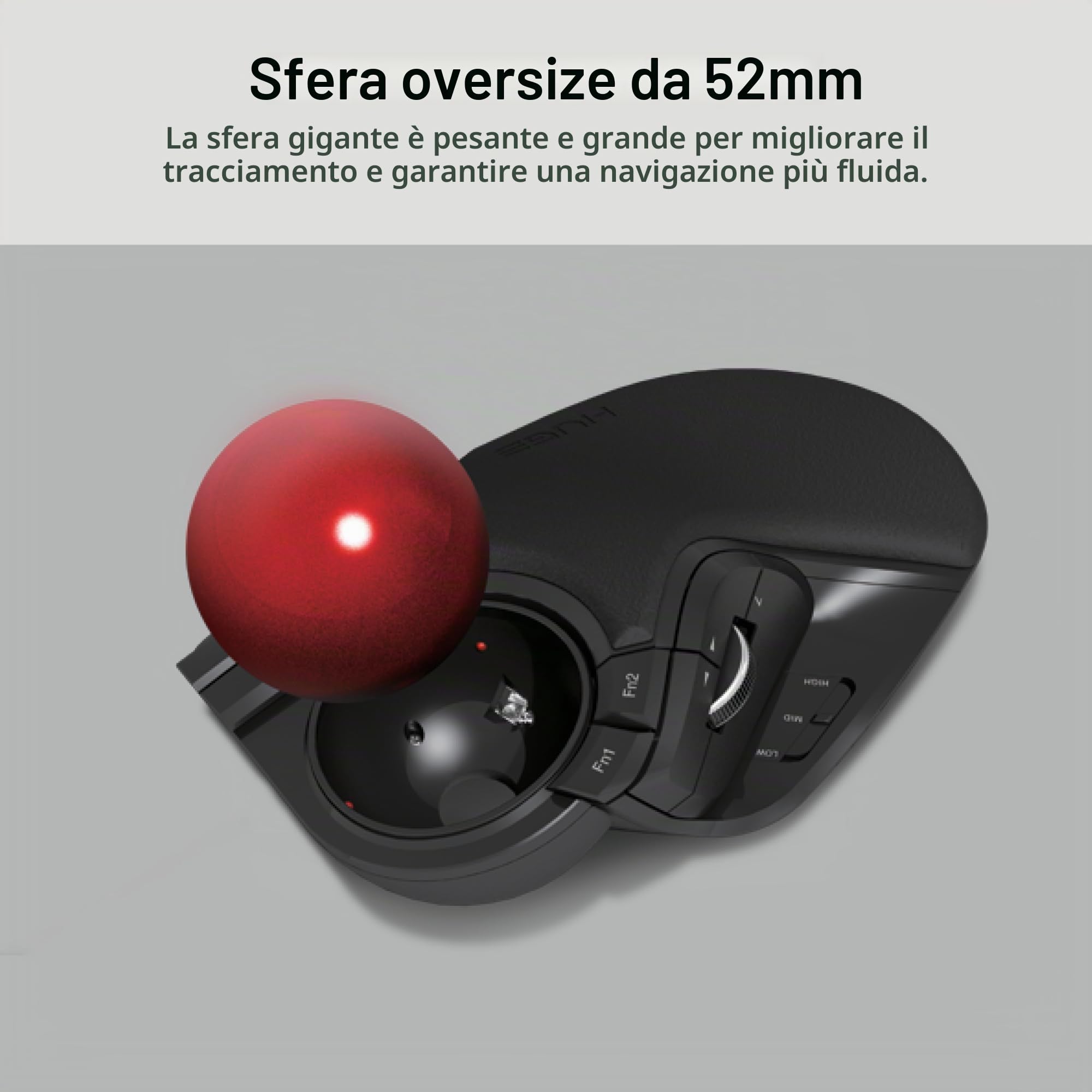 Elecom HUGE Trackball Mouse, 2,4 GHz wireless, controllo delle dita, funzione a 8 pulsanti, poggiapolsi attaccato, palla rossa liscia da 52 mm, Windows11, MacOS (M-HT1DRBK)