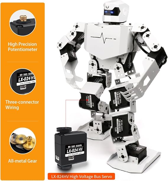 Hiwonder LX-824HV 17KG Torque 11.1V High Voltage with 3 connectors Bus Servo, Support Temperature, Voltage, Position Feedback (Control Angle 240)