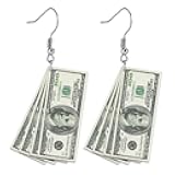 Dollar Sign Earrings Funny Lightweight Acrylic Retro 100 Dollar Bill Money Luck Symbol 2D Simulated Paper Cash Dangle Drop Statement Earrings Jelwery Gifts for Women