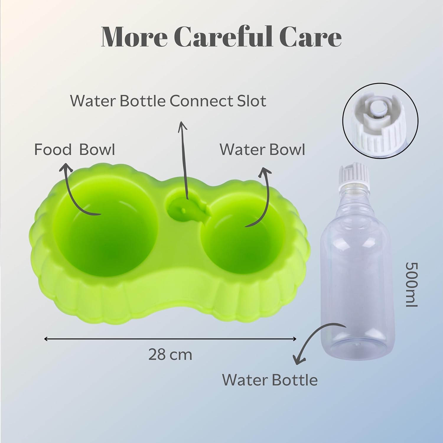 FYCAN Automatic Water Dispenser Pet Dog, Cat,2 in 1 Pet Food Dispenser 500ml Water Dispenser, Dog Feeder for Small Medium, Easy to Use & Clean, BPA Free, ABS Plastic, Non-Slip Base-Pink 3