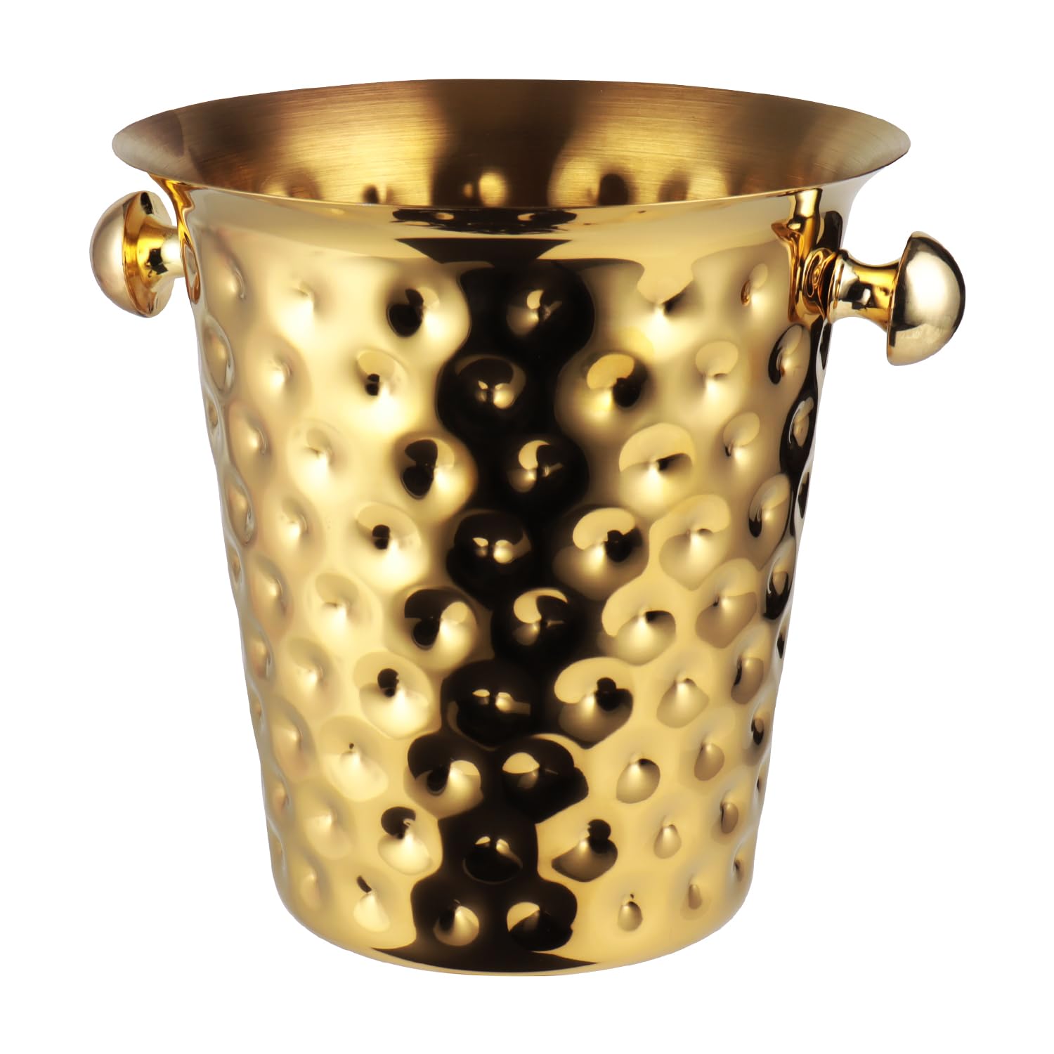 Seau a Champagne, Seau Champagne Inox, avec Poignées,Seau de Refroidissement pour Vin Mousseux, Vin et Champagne, 5L (Or)