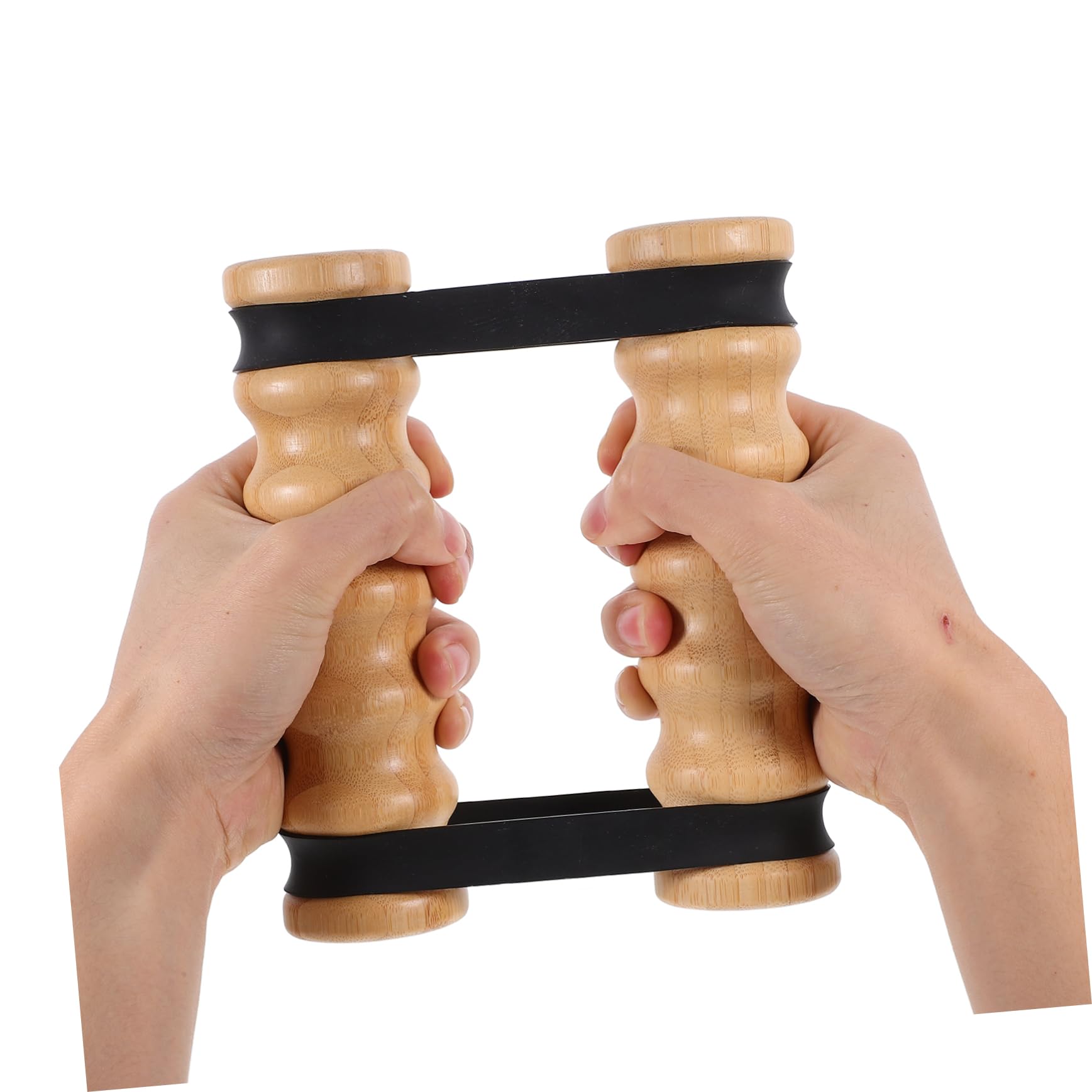 Bandas de Ejercicio con Asas de Madera, Resistencia Ajustable y Agarre Antideslizante, 2 Piezas para Casa y Yoga, Aptas Niveles