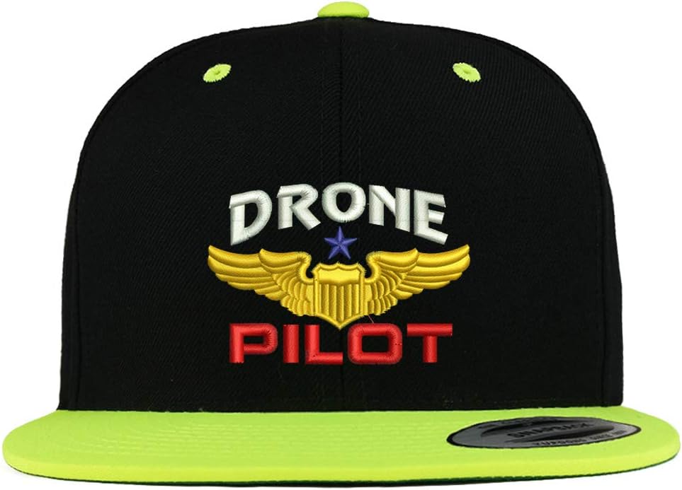 Trendy Apparel Shop Flexfit Drone Pilot Aviation Wing Embroidered Premium 2-Tone Flatbill Snapback Cap