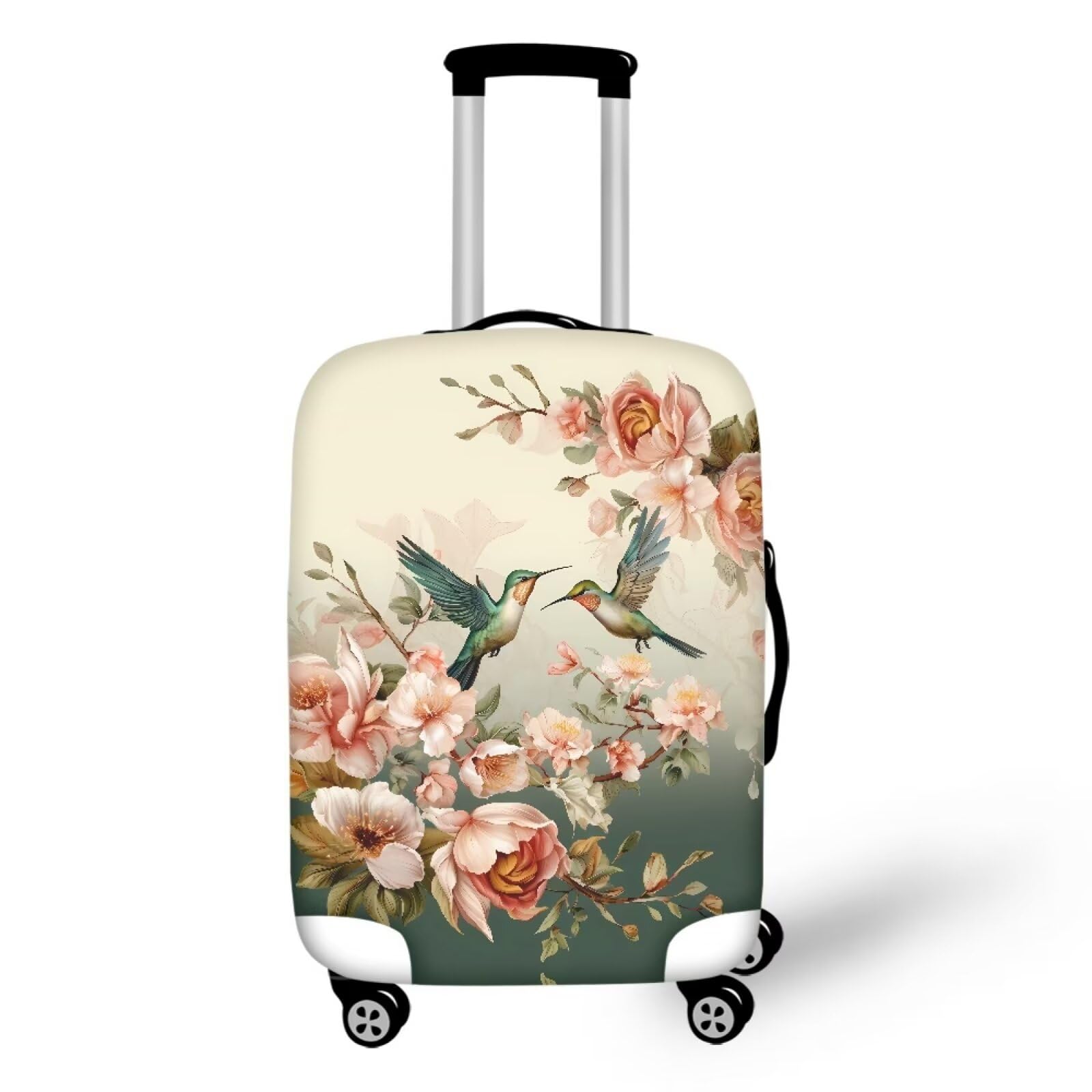 BIGCARJOB Hummingbird Flower Luggage Protector for Travel - Fit 30-32 Inch Suitcase Cover - Washable Elastic Sleeve Cover - Women Novelty Baggage