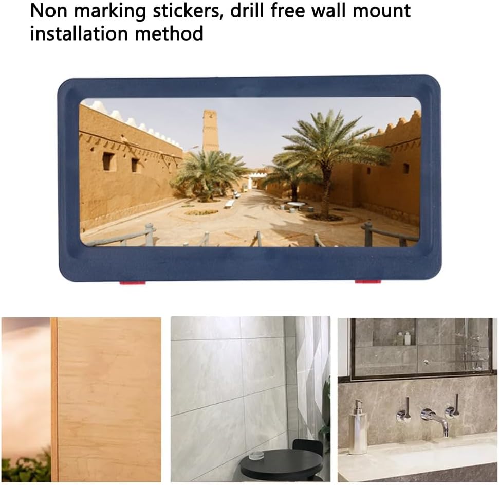Touchable Waterproof Shower Phone Holder - No Drill Wall Mount for 6.8" Devices, Anti-Fog Tablet Bathroom Caddy with Sticker Installation(Blue)